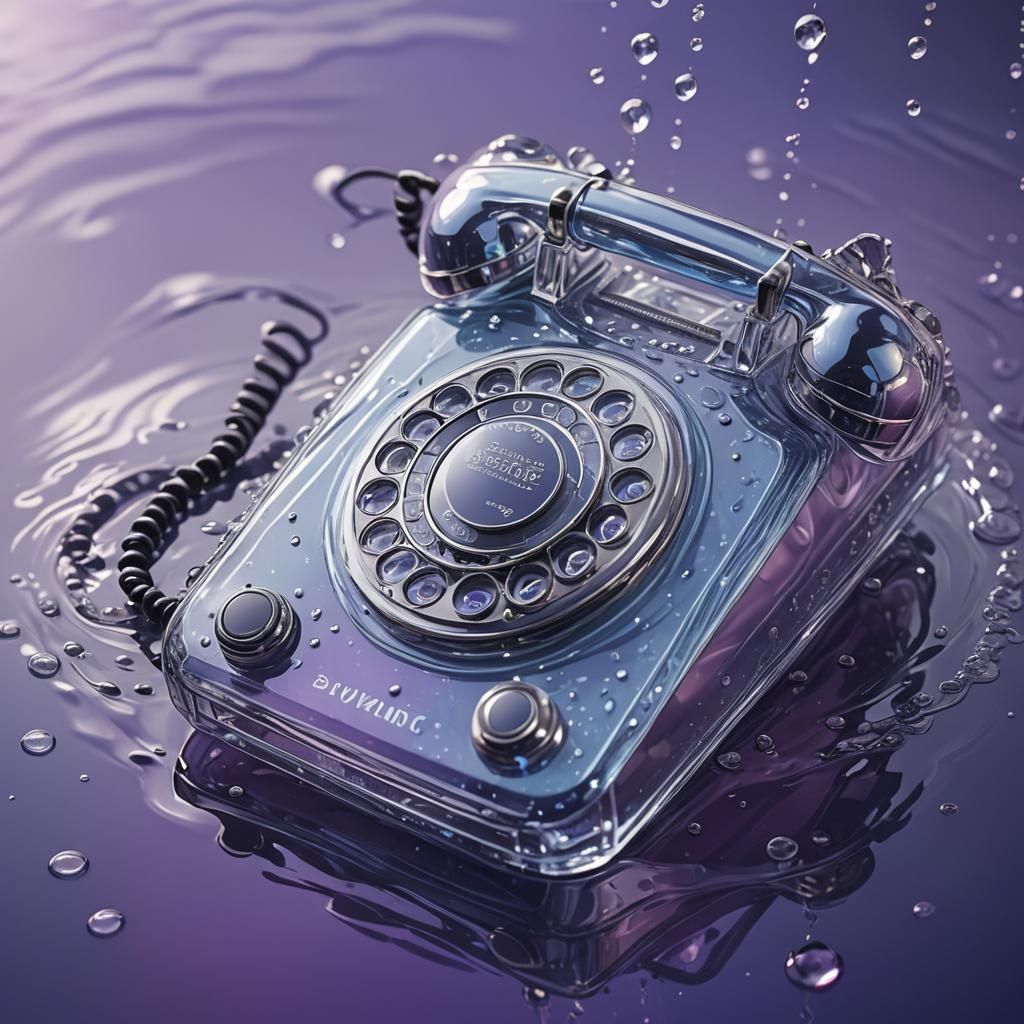 Rippling Water Telephone in Hyperrealistic Digital Art