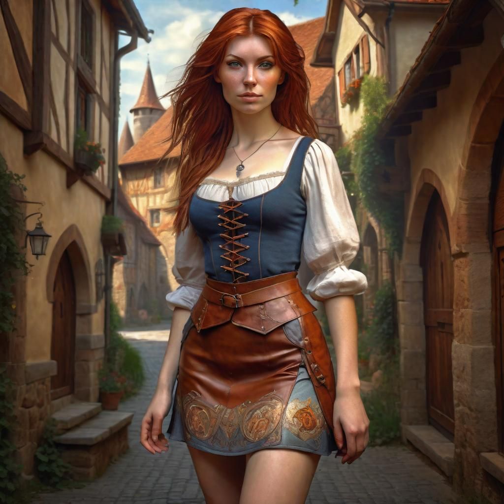 Auburn-Haired Beauty in Medieval Fantasy Art