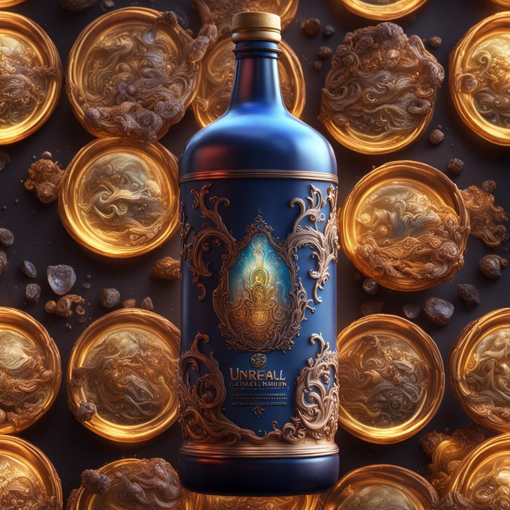 Fantastical Liquor Bottle in Deep, Intricate Detail