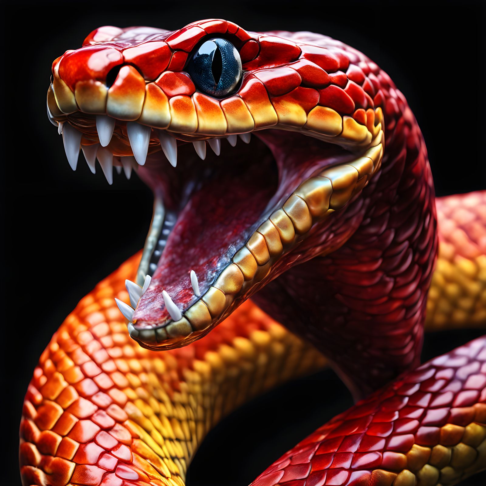 Hyperrealistic Digital Ruby Snake in Soft Golden Light