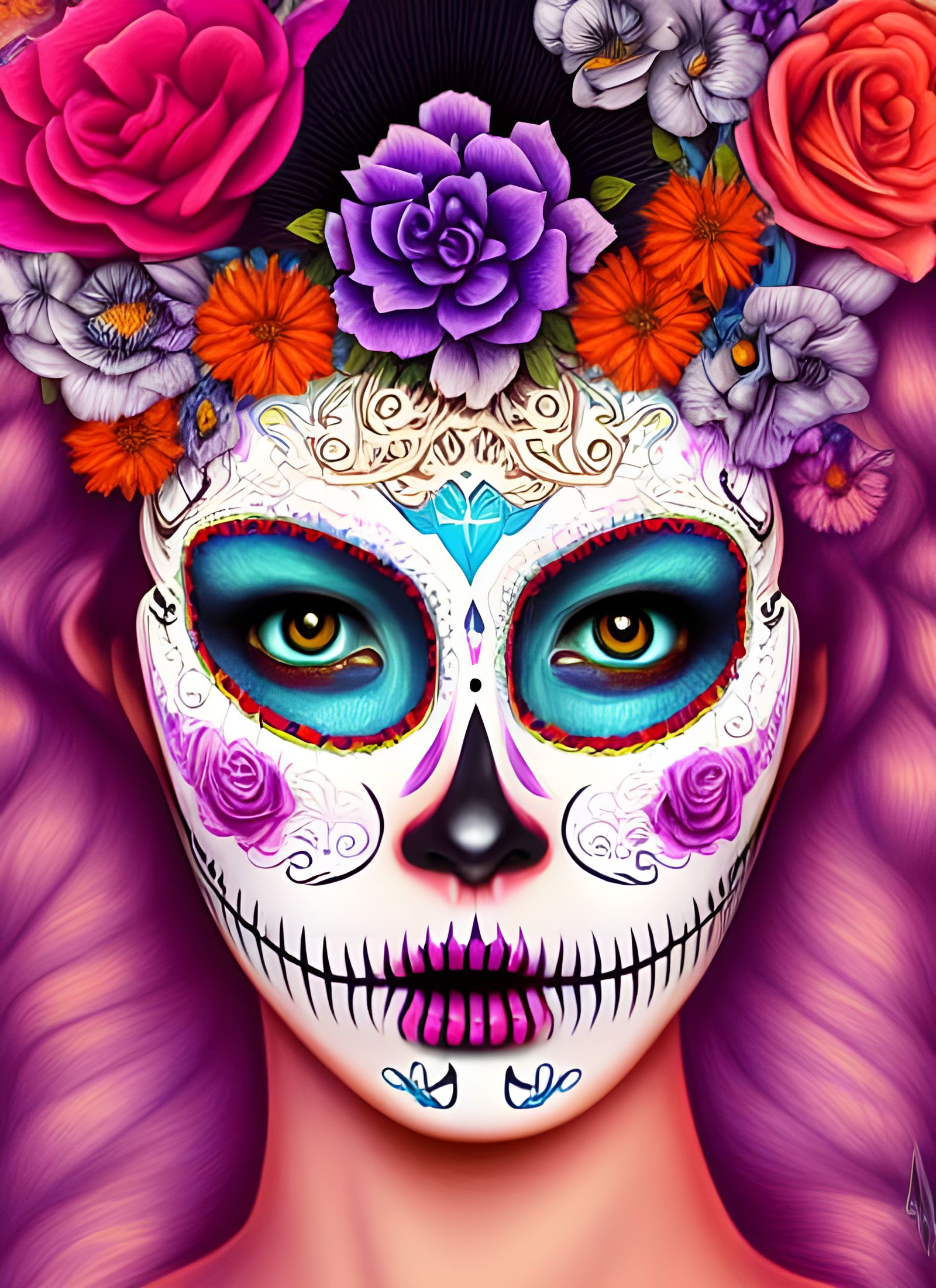 Día de los Muertos Woman in Floral Steampunk