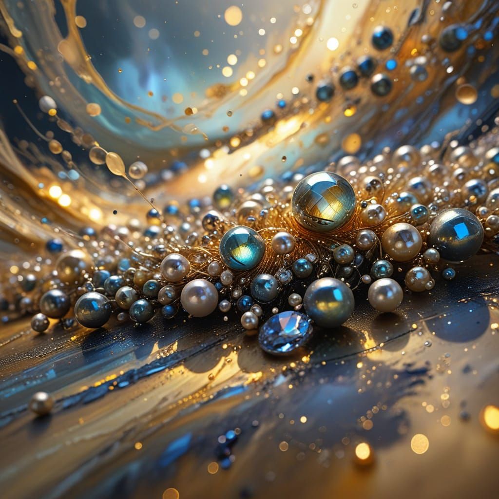 Luminescent Abstract Expressionism with Glass Pearls