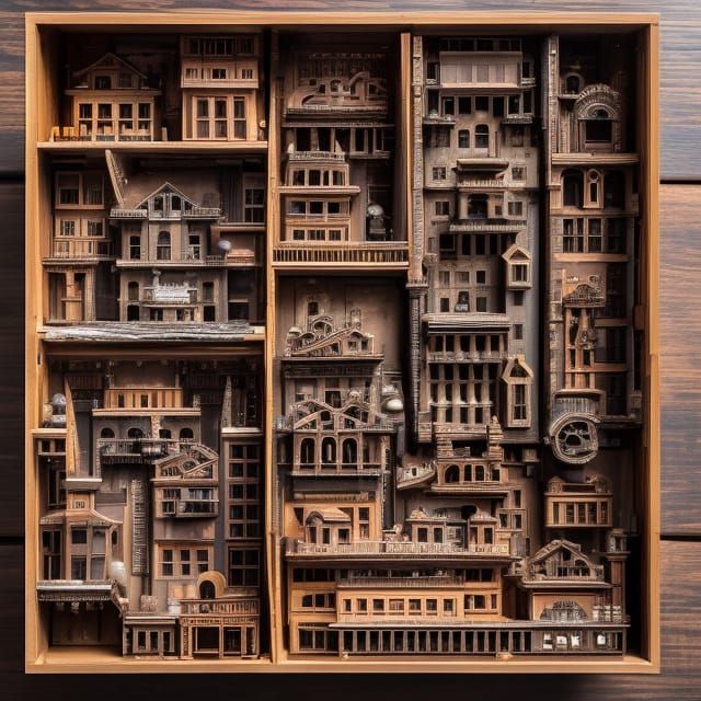 NYC Buildings Packed in Box: Cinematic Digital Art