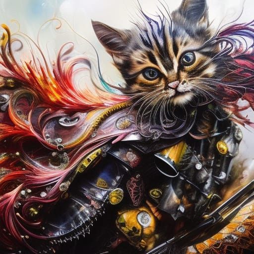 Angry Kitten: Hyperdetailed Fantasy Portrait