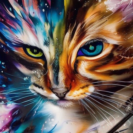 High-Octane Fantasy Kitten Portrait with Fractal Details