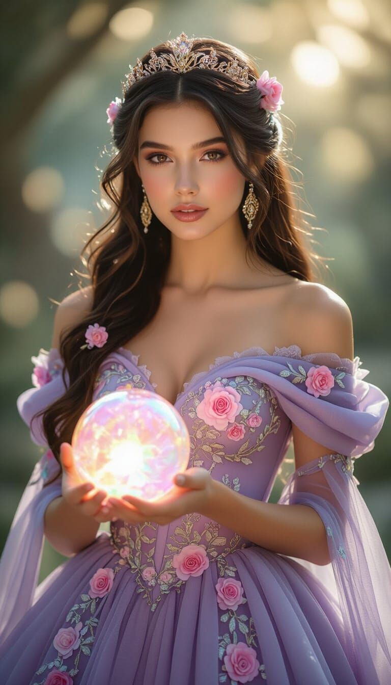 Fantasy Woman with Crystal Orb, High-End DSLR Photo
