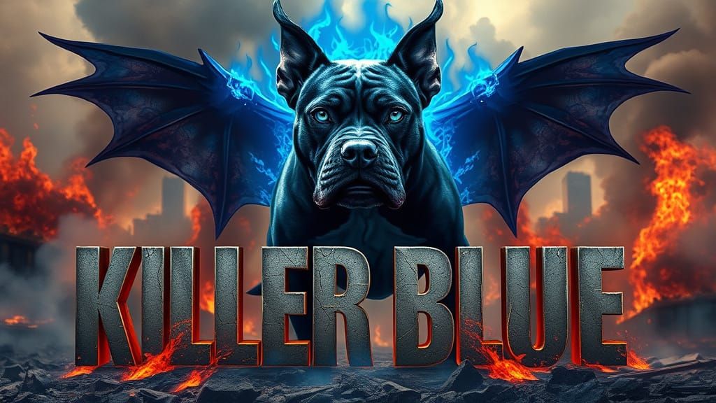 Cyberpunk Pit Bull Hellhound on a Leash