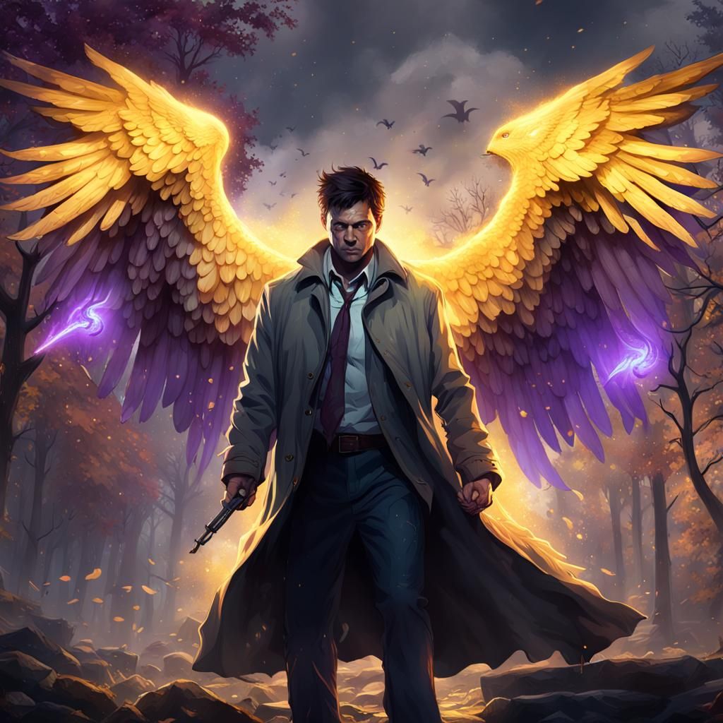 Angel Battles Demons in Dark Fantasy Art