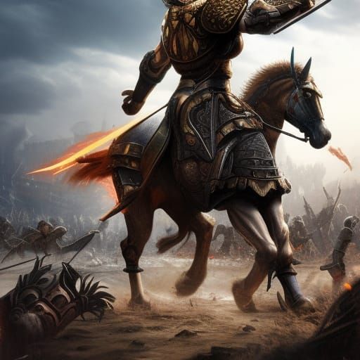 Epic Warrior's Last Stand in Digital Matte Painting