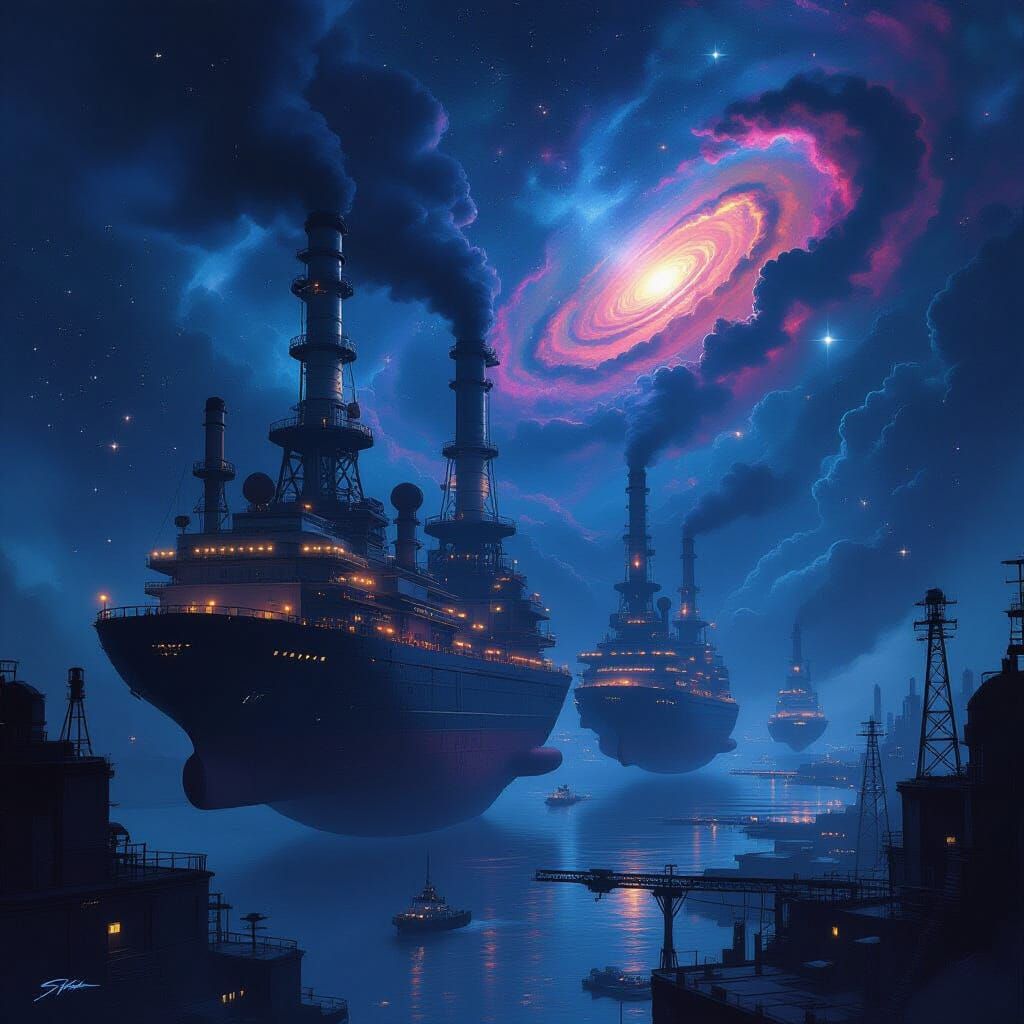 Retro-Futuristic Space Factories in Brutalist Style