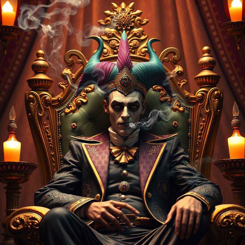 Luxurious Joker Throned in Soft, Golden Hues