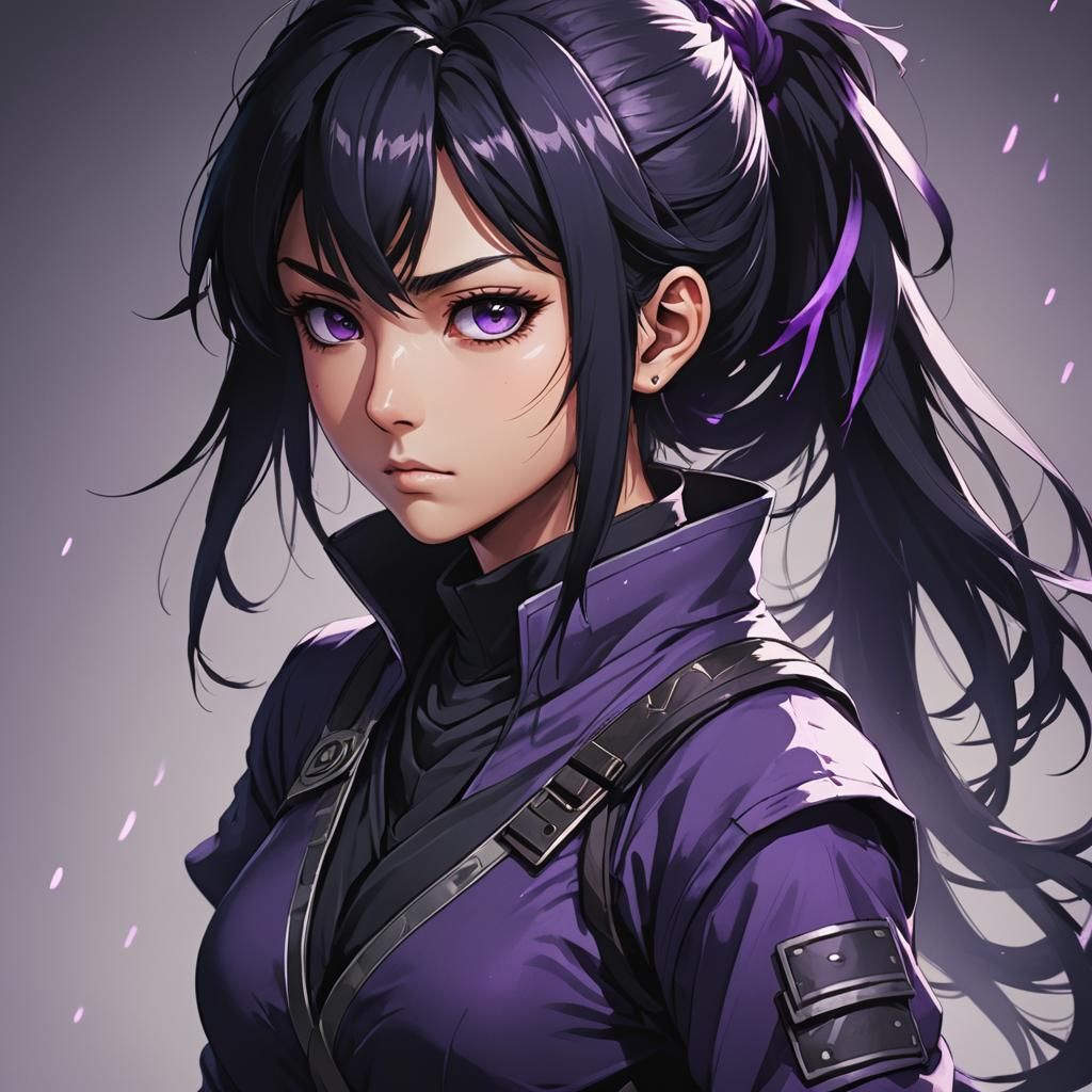Anime Ninja Girl with Purple Eyes