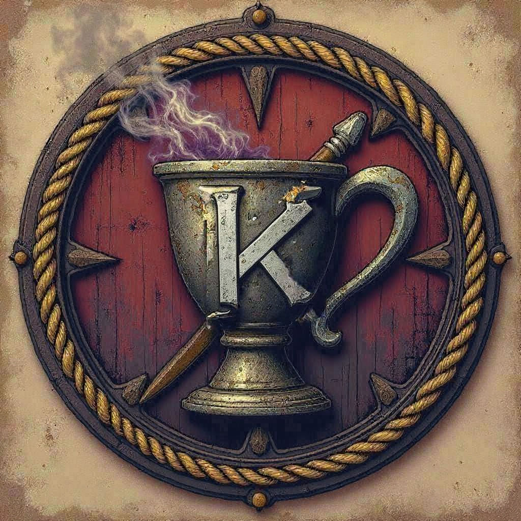 Kar's Cup Tavern Emblem in Dark Fantasy Style