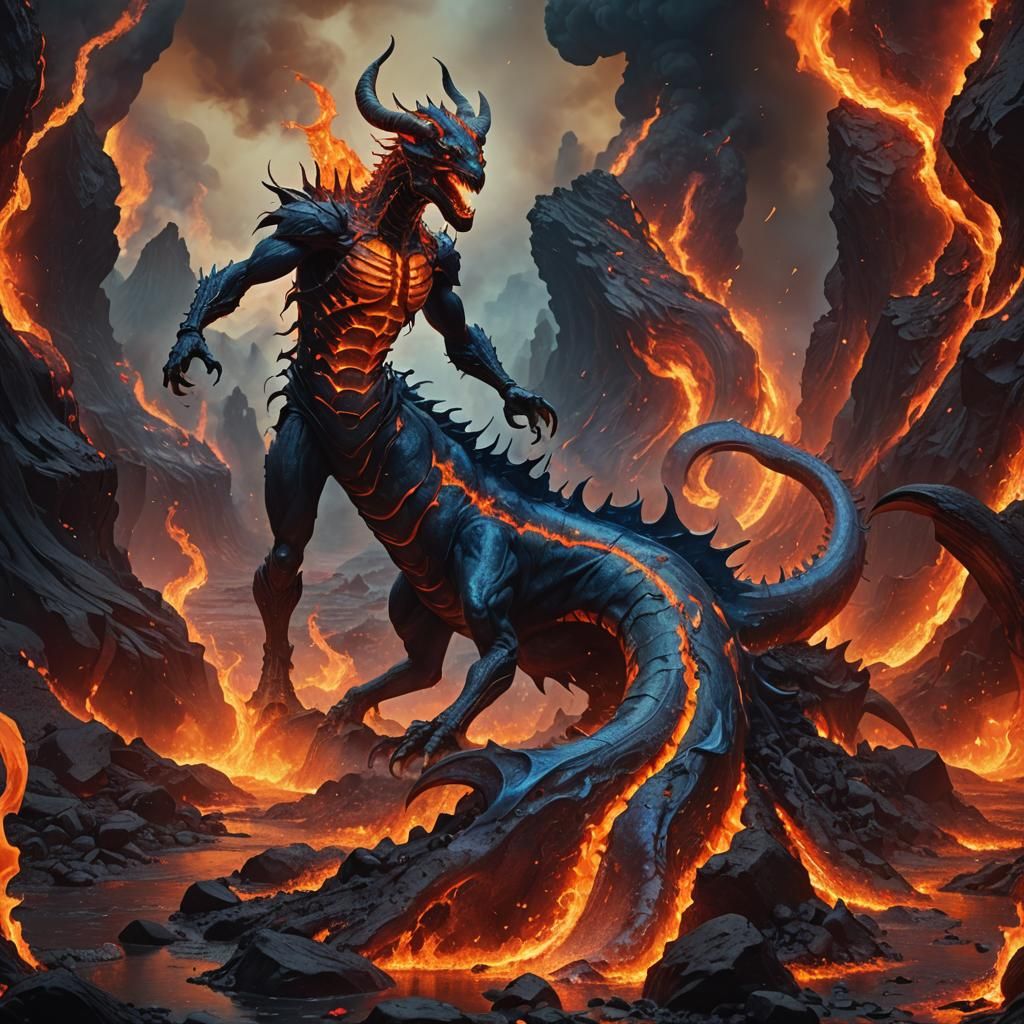 Devil in Lava Landscape Concept Art