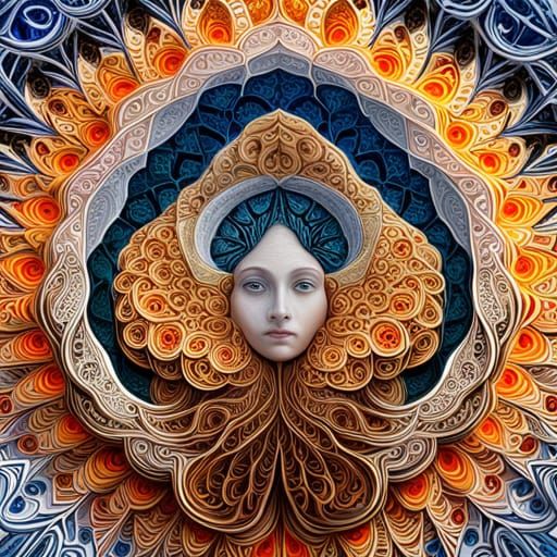 Intricate 3D Paper Sculpture with Filigree Patterns