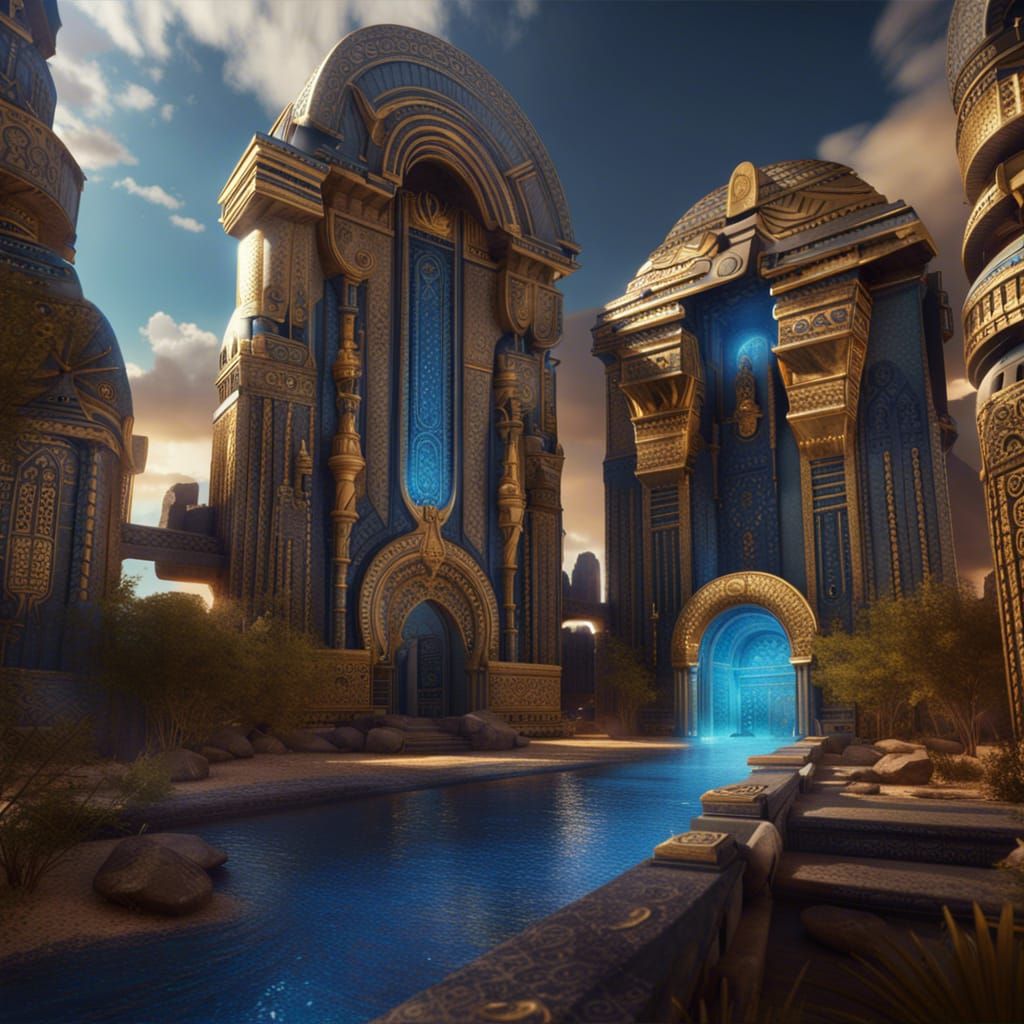 Atlantis Egypt Temple in Gold and Silver