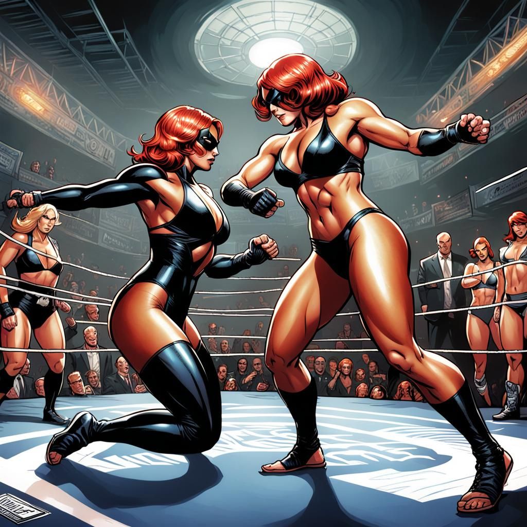 Black Widows Bikini Wrestling Tournament: Comic Art