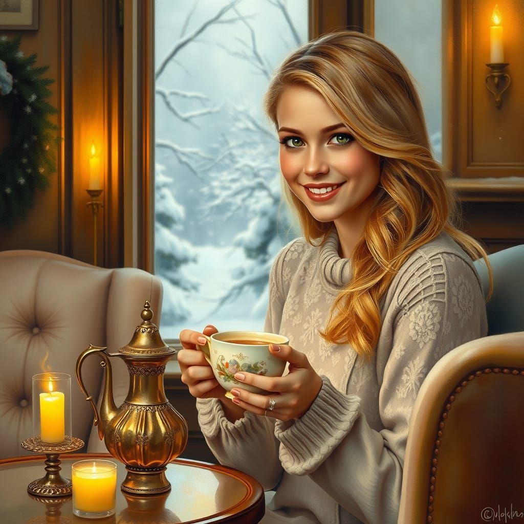 Golden Hour in a Winter Wonderland Tea Salon