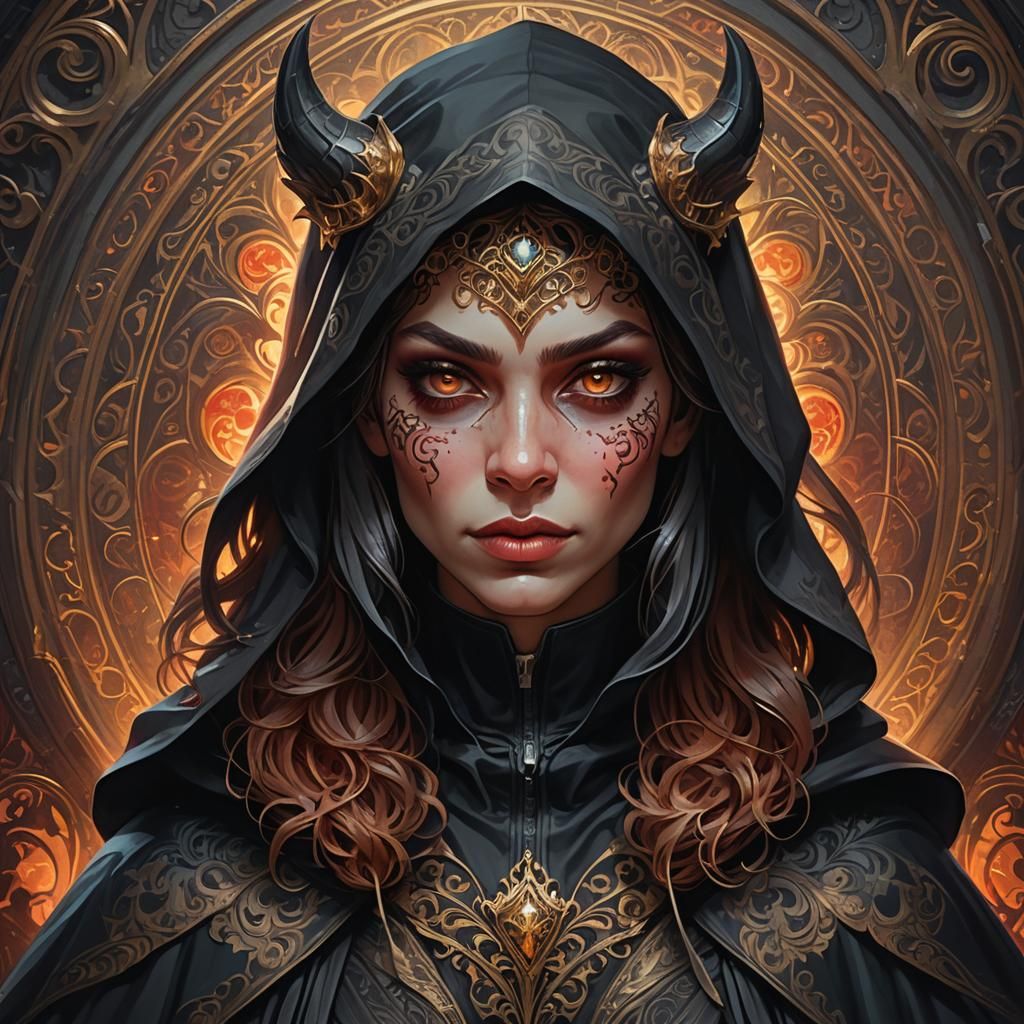 Dark Fantasy Muppet Demon in Luxurious Black Hooded Cloak