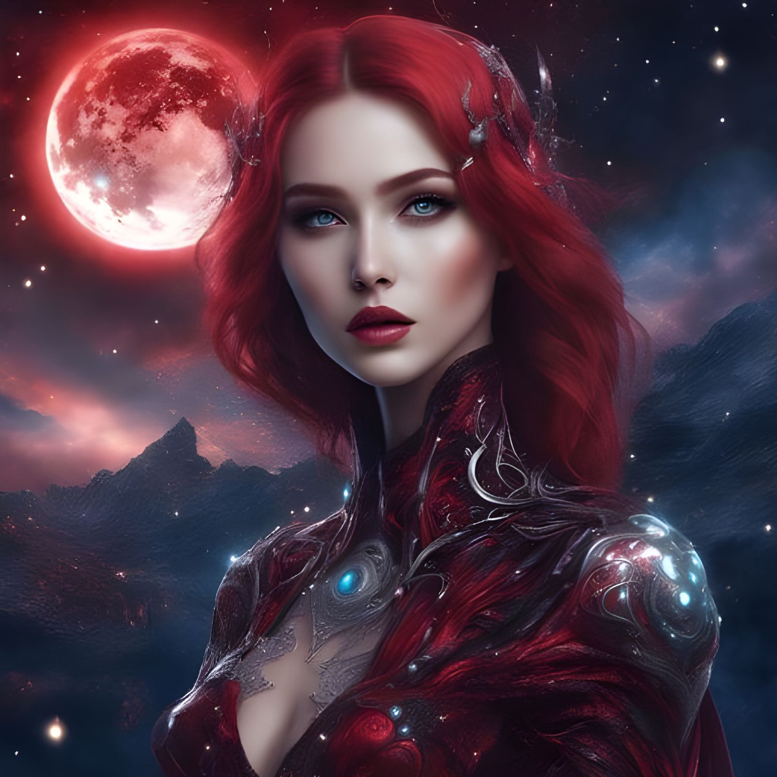 Gothic Princess with Alien Sky as Digital Art