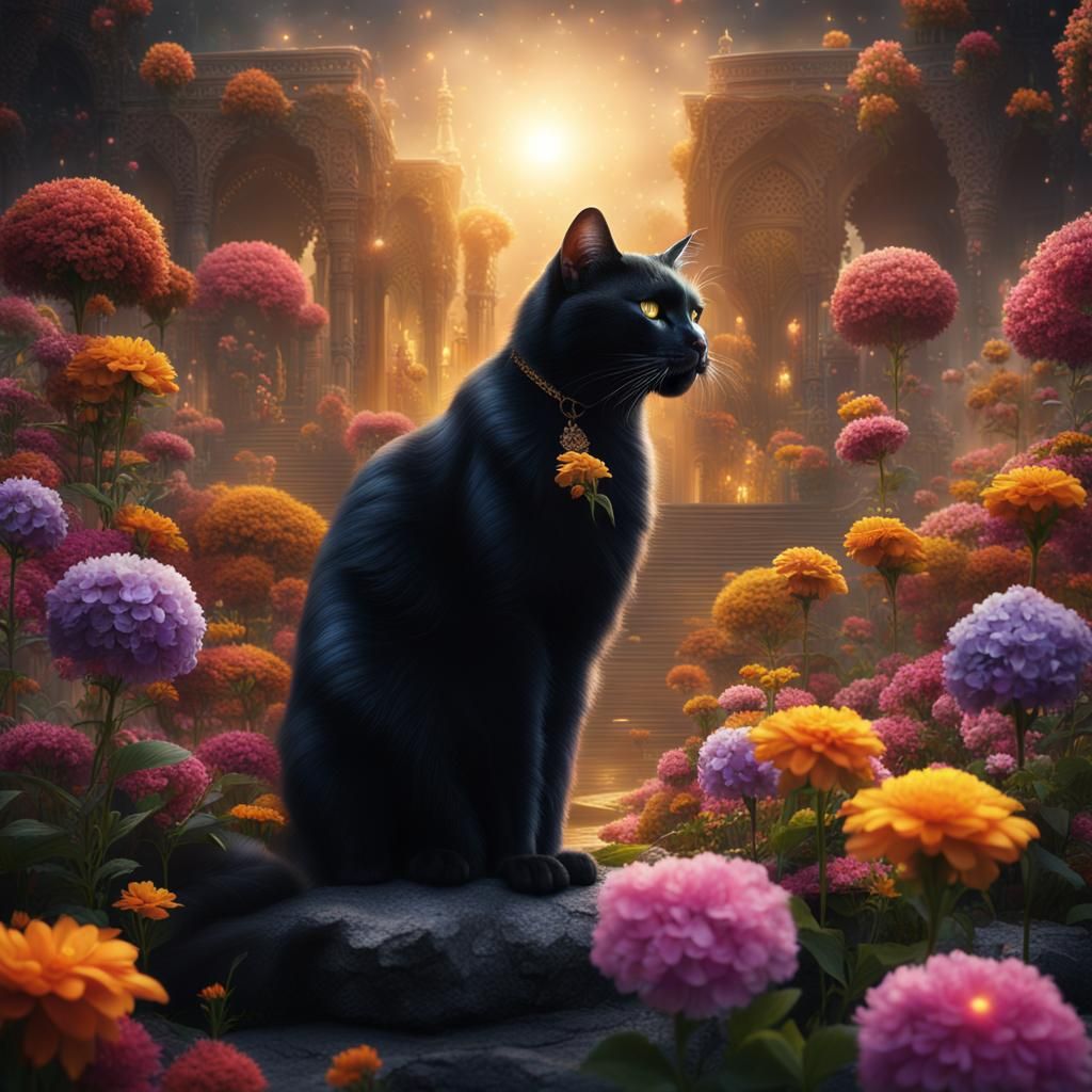 Black Cat Spiritual Leader in Digital Painting
