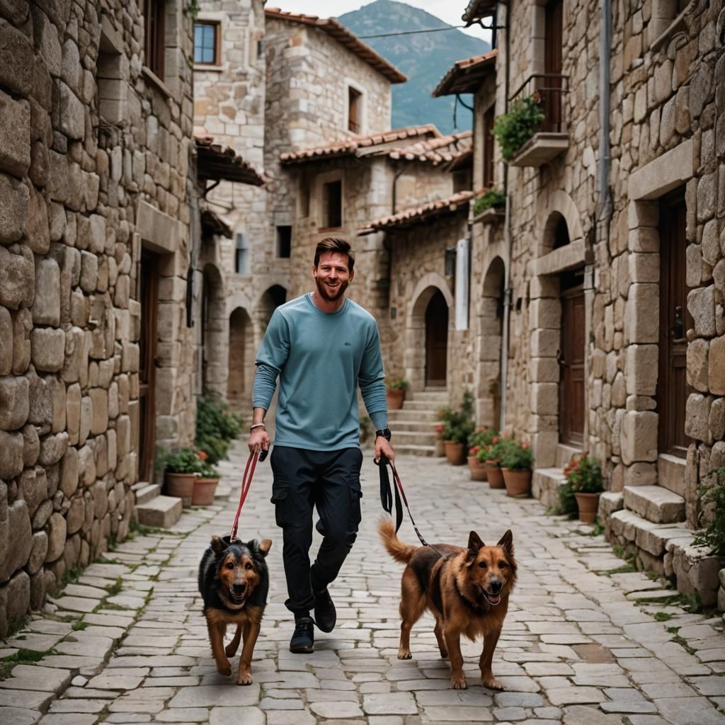 Lionel Messi Walks Dog in Albanian Village