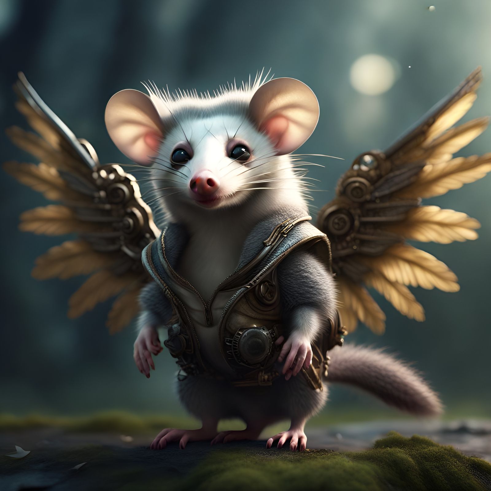 Winged Opossum: A Detailed Digital Painting