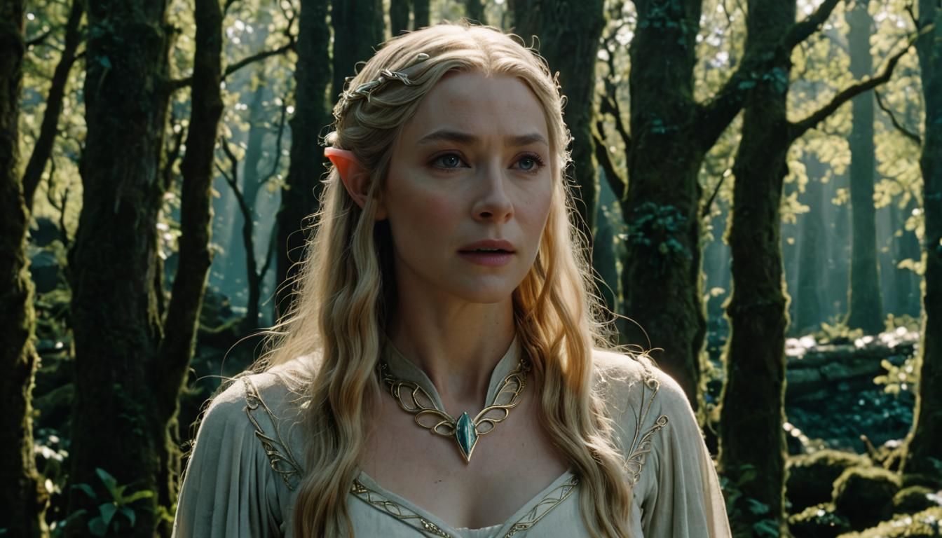 Galadriel, Elf Queen, in Dramatic Cinematic Still