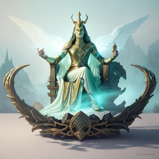 Loki God of Mischief on Ancient Throne