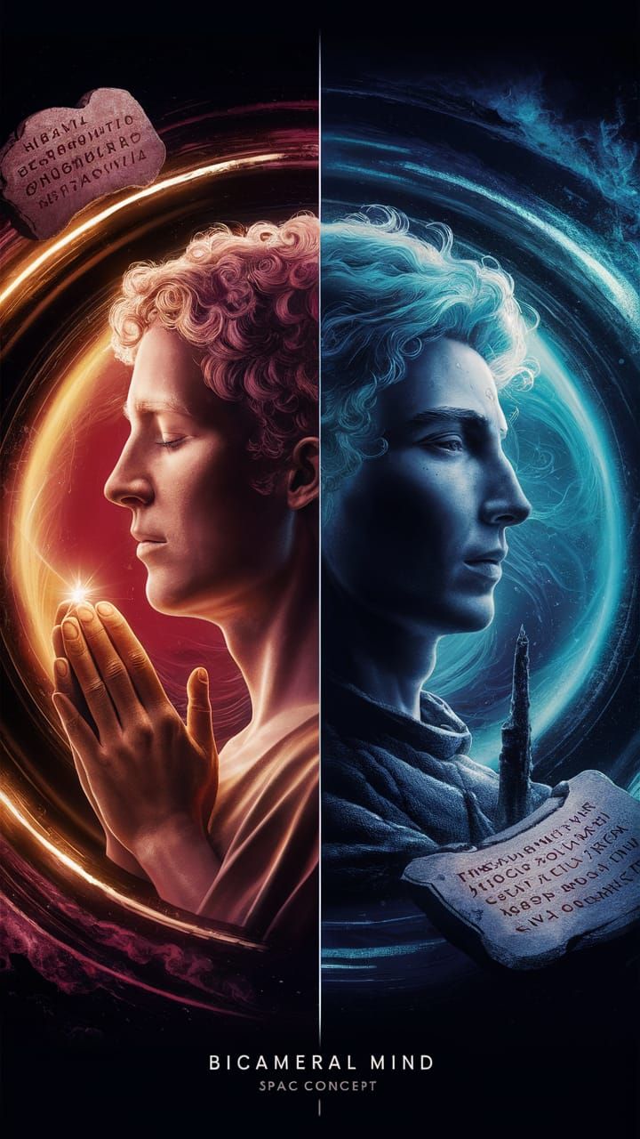 Bicameral Mind: A Hyperrealistic Splash Art Illustration