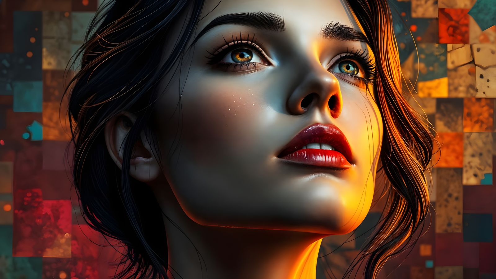 Hyperrealistic Portrait in Triadic Colors