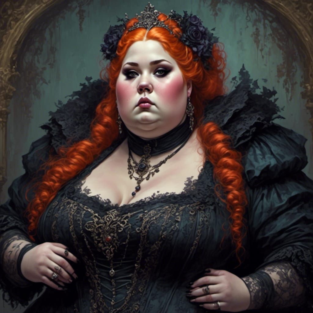 Gothic Pastel Portrait of a Curvy Woman