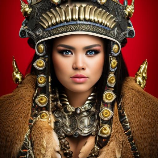 Majestic Warrior Queen in Aztec Armor