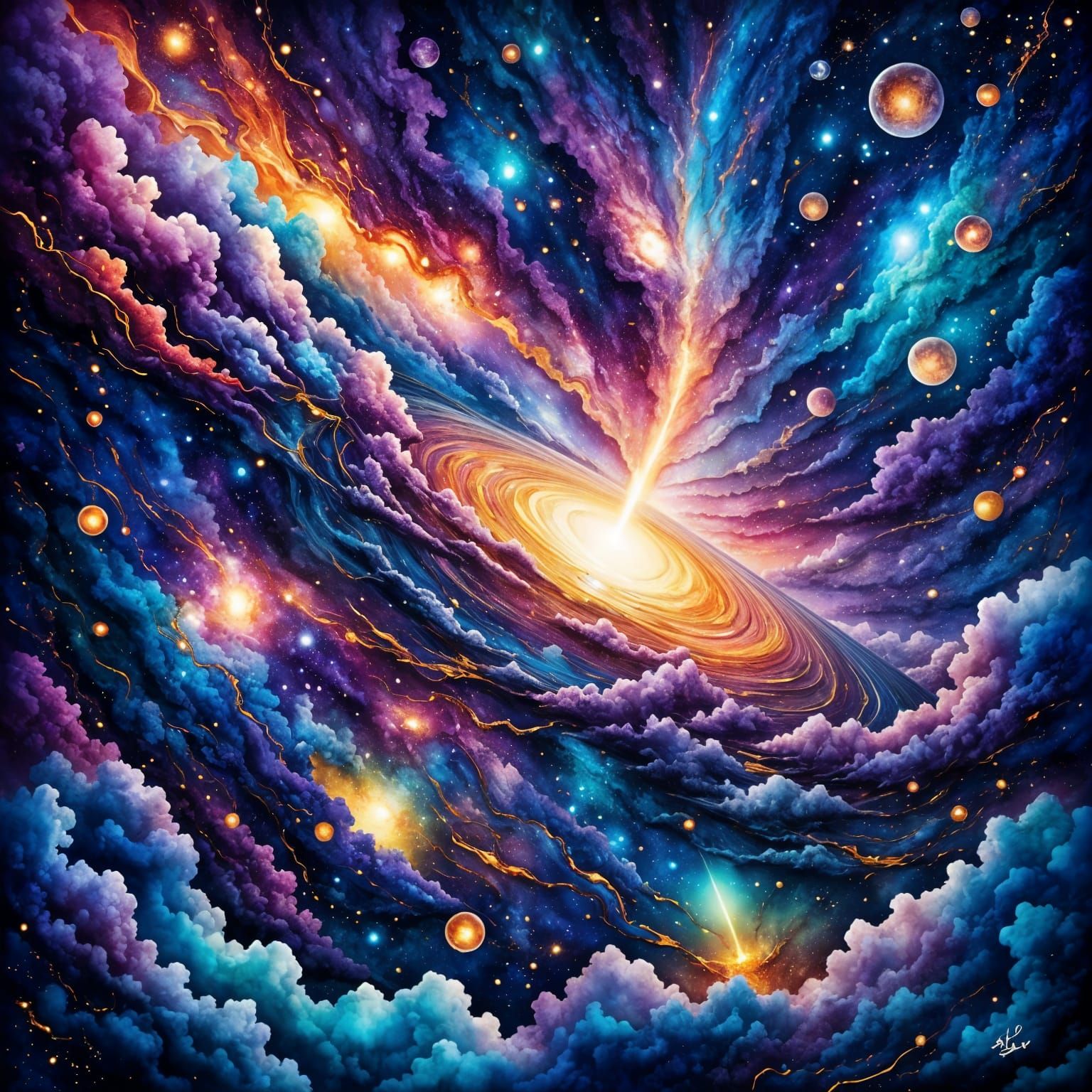 Galactic Cosmic Dreamscape in Vibrant Purples and Blues