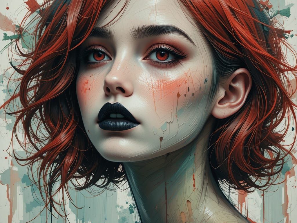 Abstract Girl Portrait in Oil Painting Style