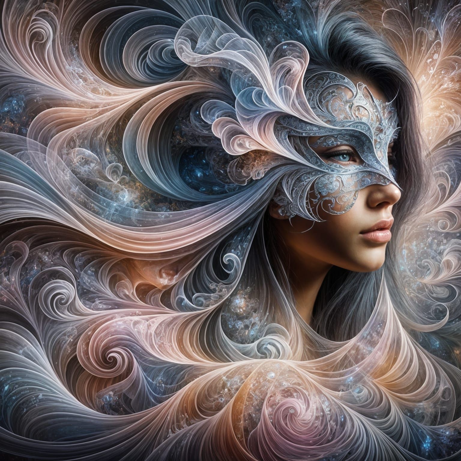 Surrealist Portrait of a Serene South Asian Woman in Etherea...