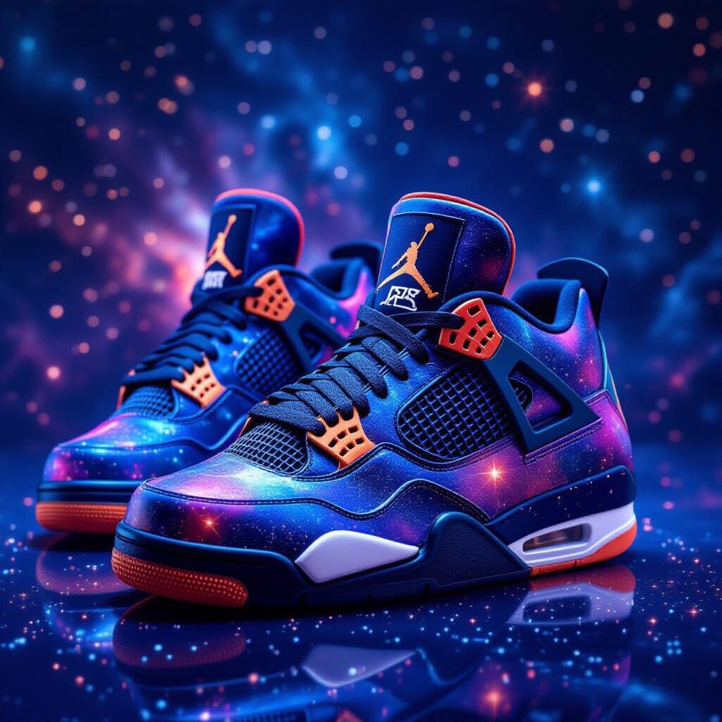 Cosmic Air Jordan 4 Sneakers with Nebulae Design