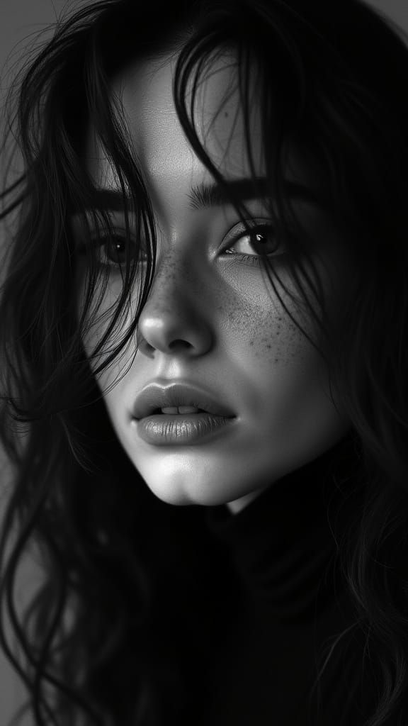 Striking Black and White Portrait of a Woman
