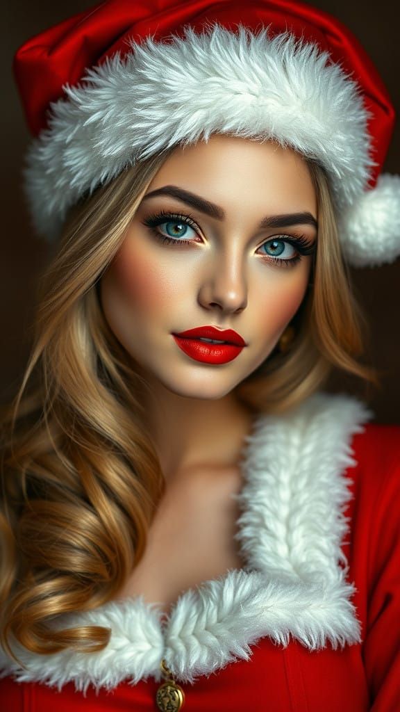 Pin-Up Lady in Christmas Regalia