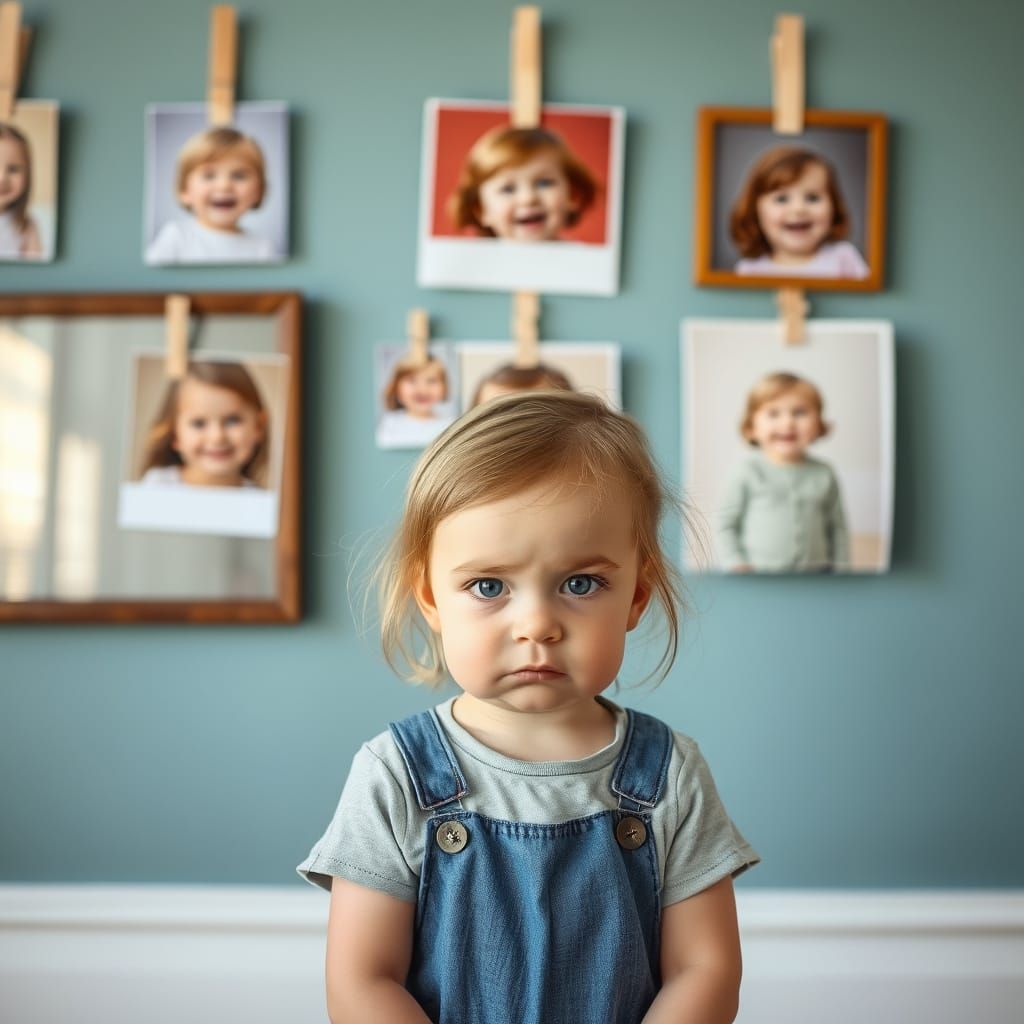 Contrasting Emotions: Grumpy Girl and Happy Photos