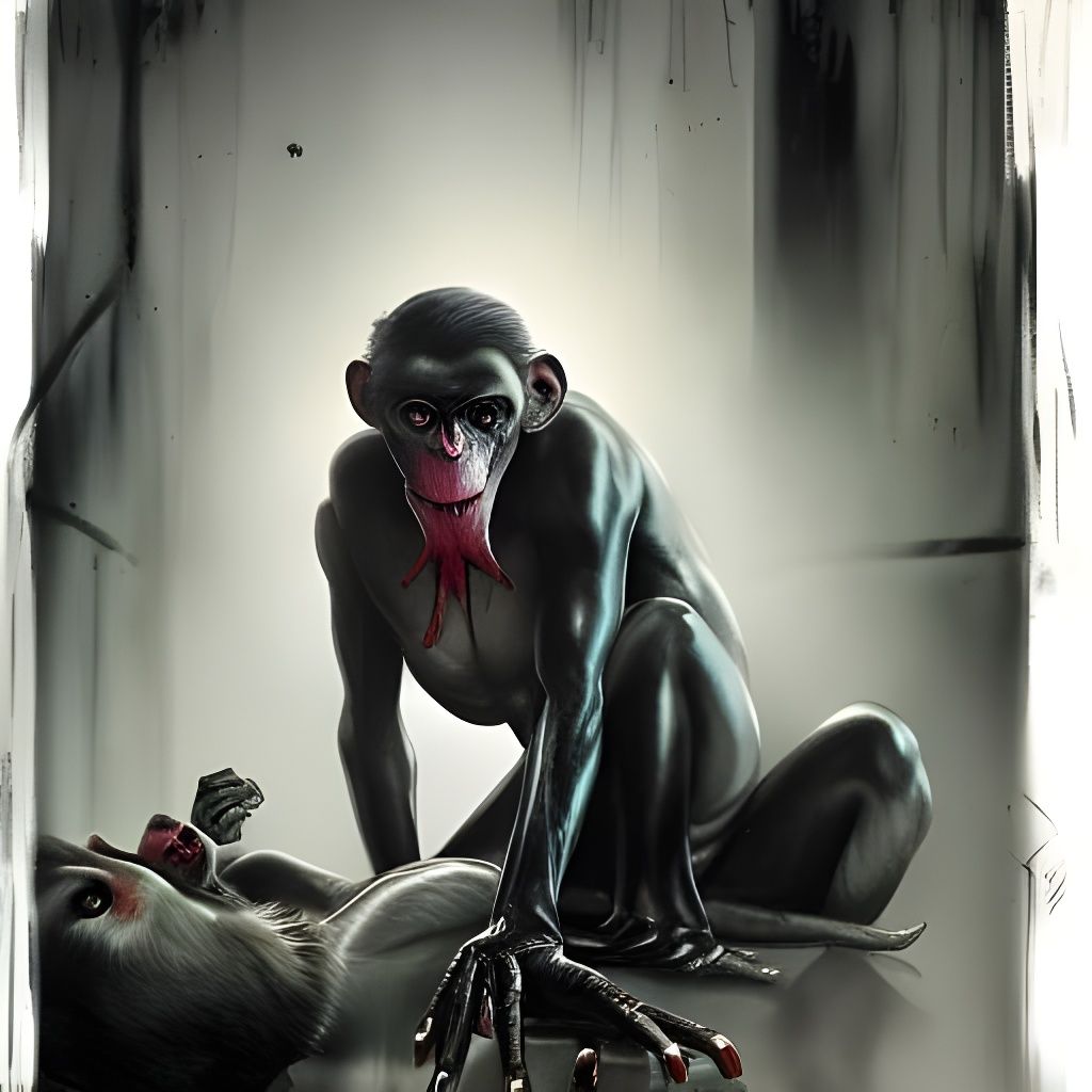Sinister Image of Diseased Monkeys