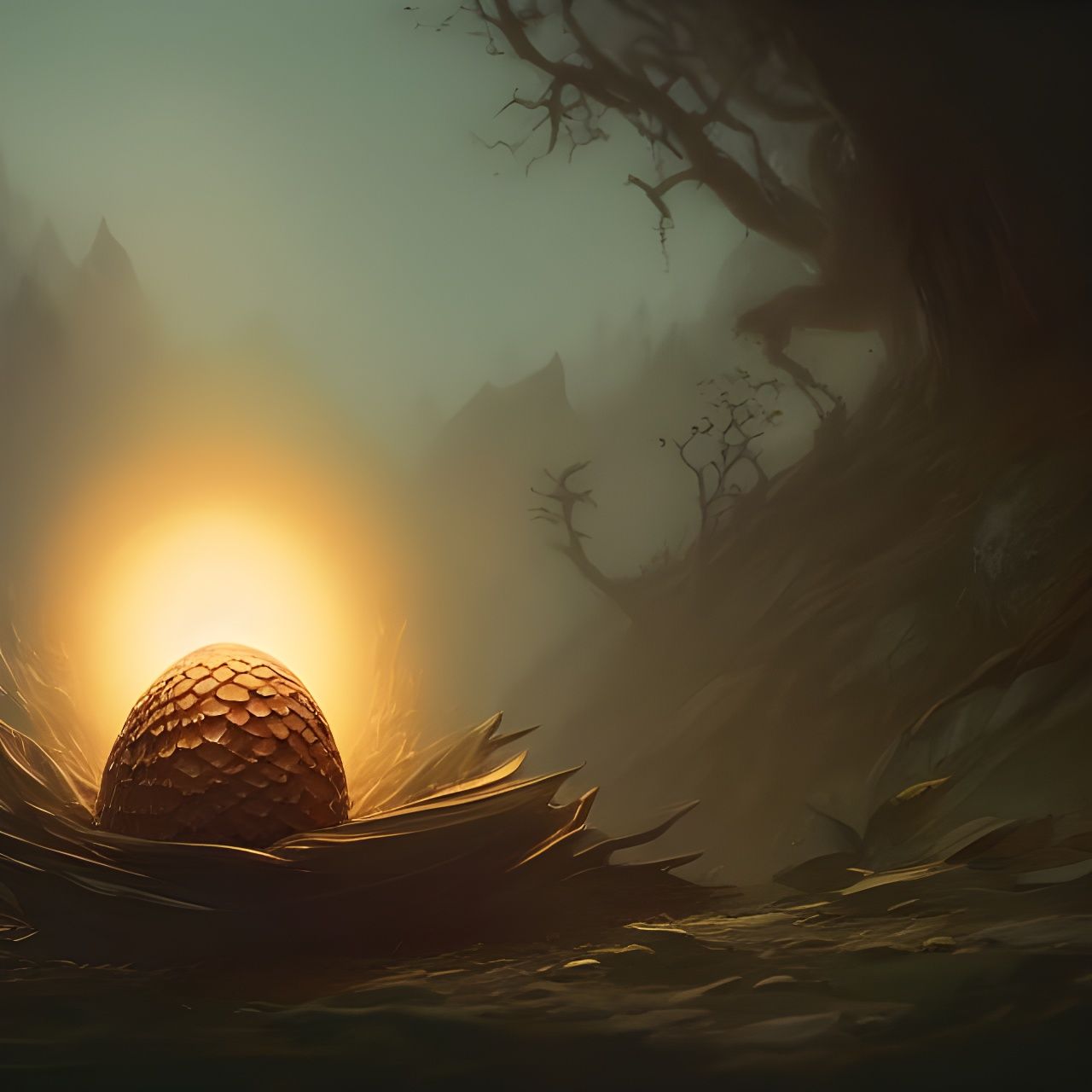 Abandoned Dragon Egg: Digital Art in 8K