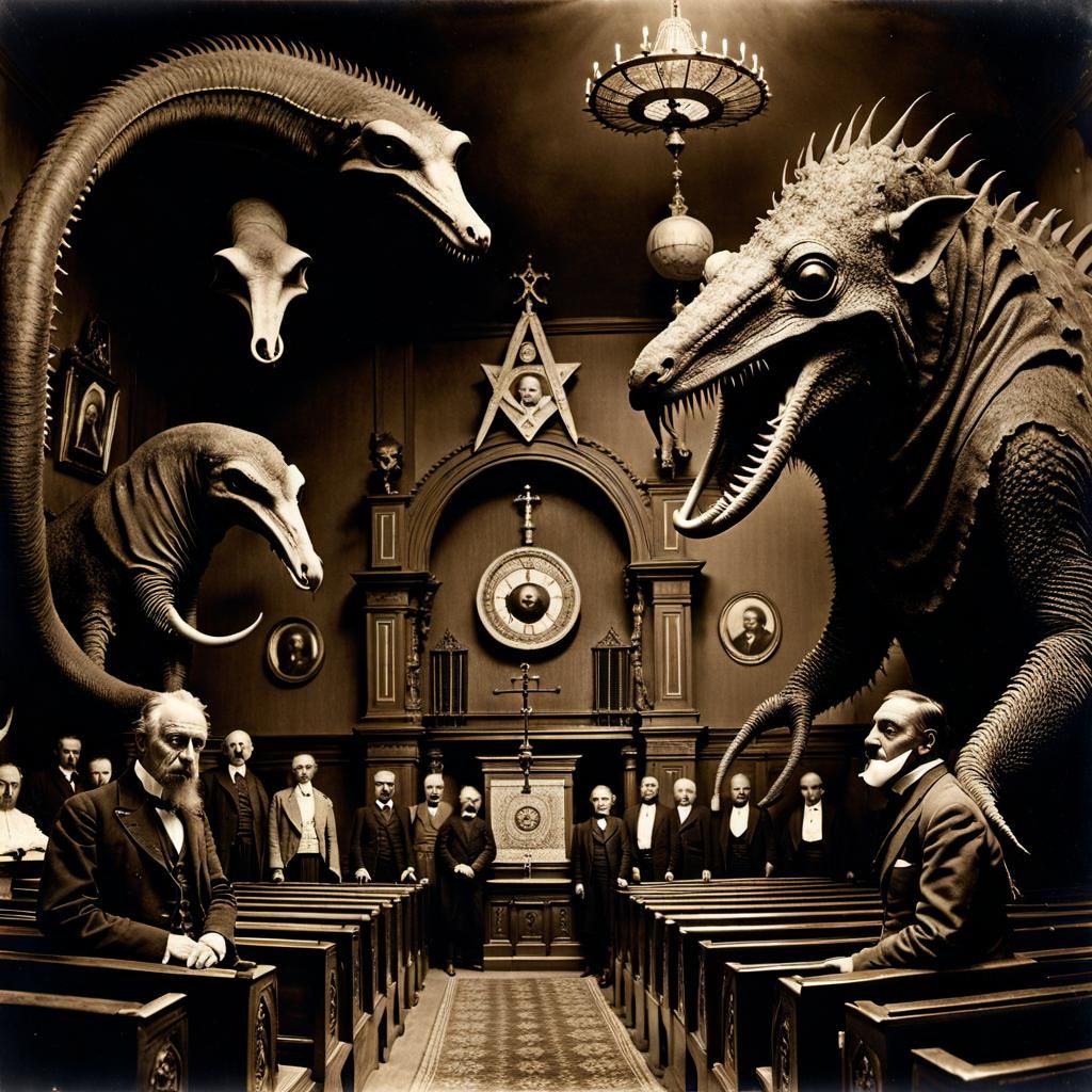 Grotesque Lovecraftian Monster in Sepia Photograph