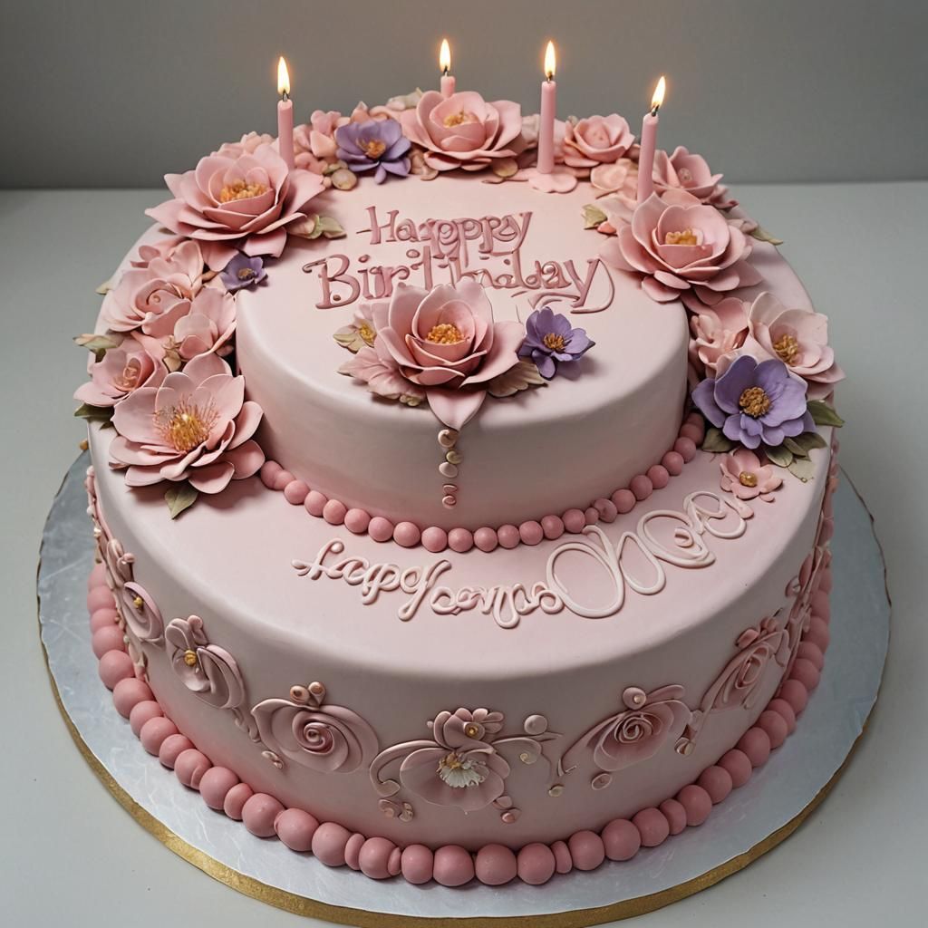 Elegant Birthday Cake for a Woman