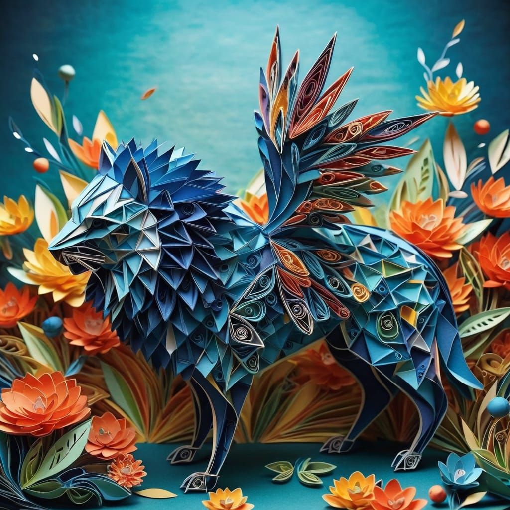 Intricate Origami and Quilling Mixed Media Paper Art