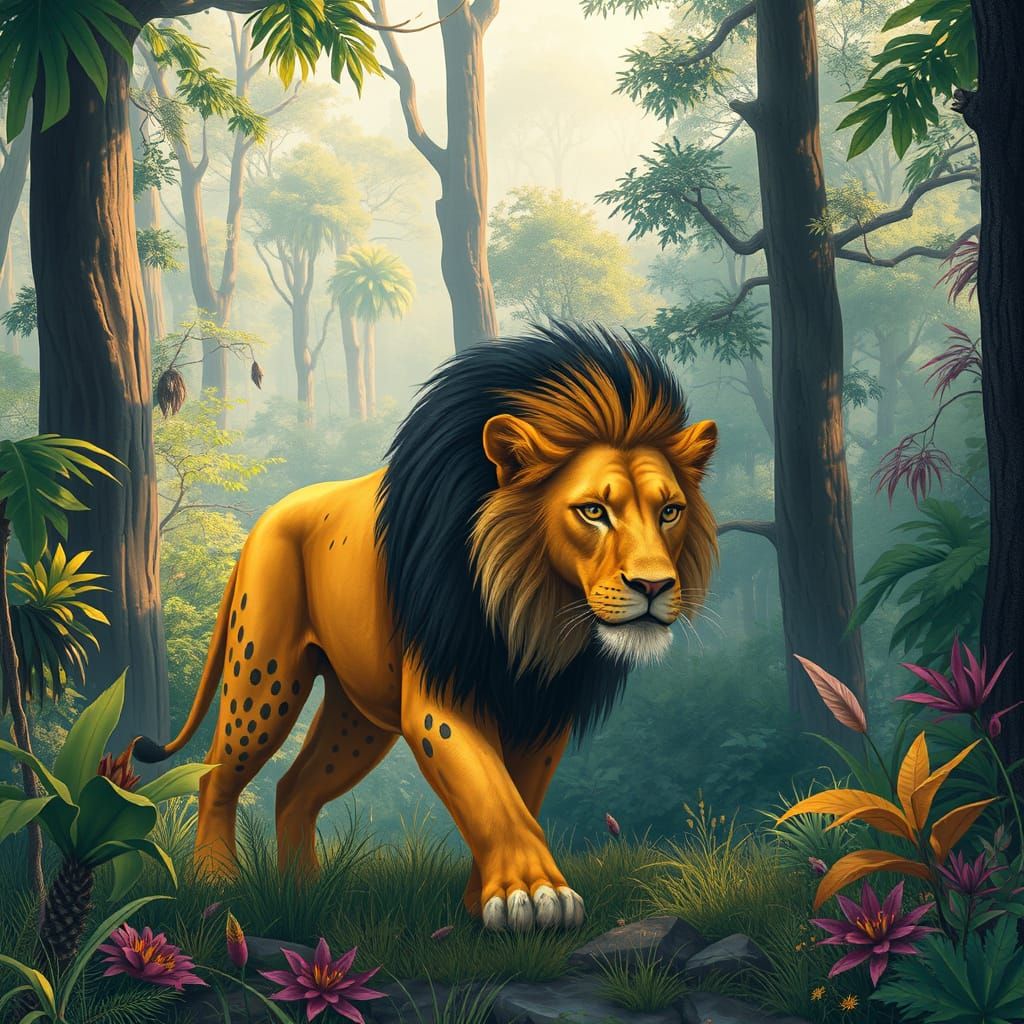 Spotted Golden Lion in East African Montane Forest