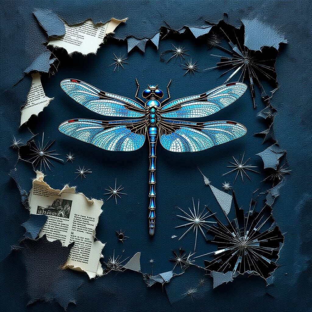 Intricate Dragonfly Navigating a Silver Thread