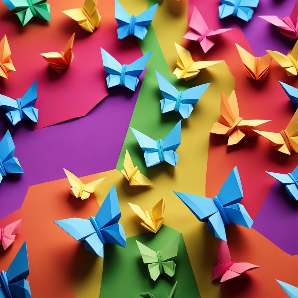 Rainbow Origami Butterfly Papercraft in 8K