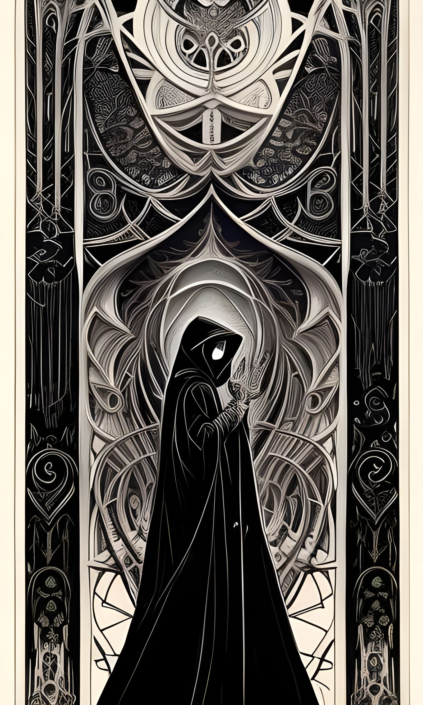 Intricate Grim Reaper Collage in Precisionism Style