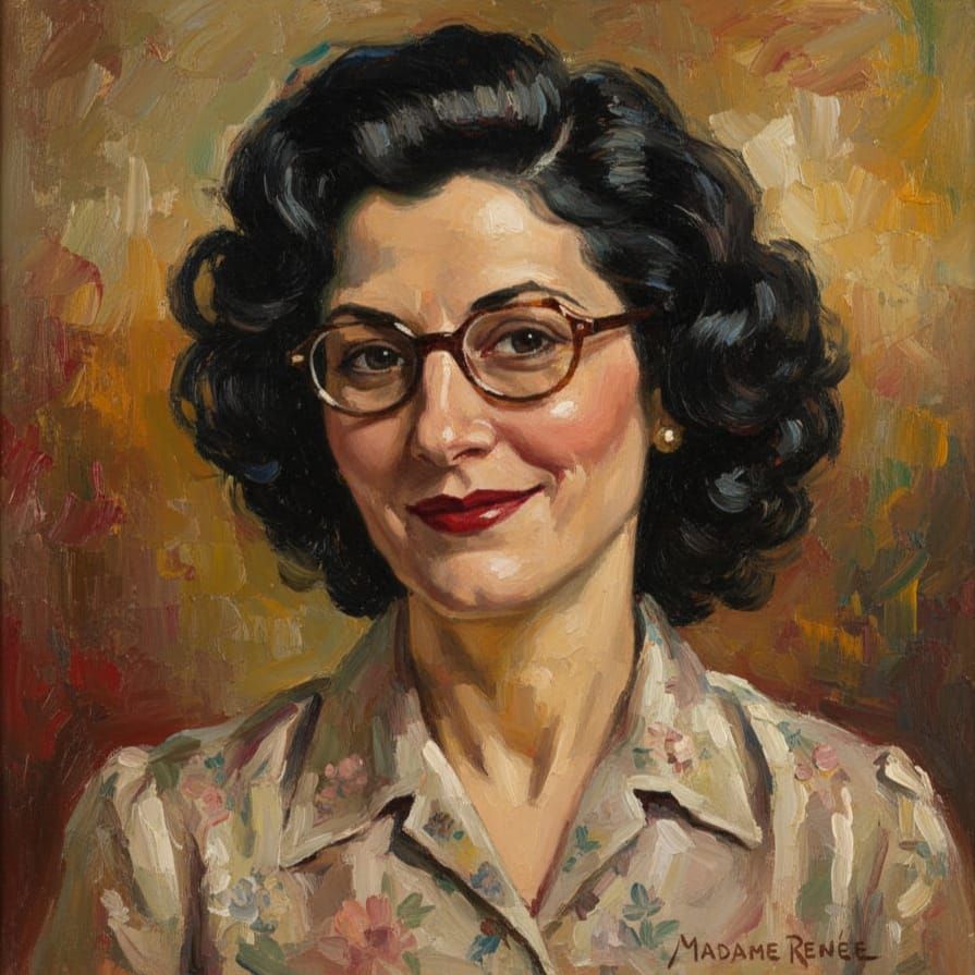 Post-Impressionist Portrait of a Woman in 1940s Style